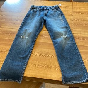 NWT GAP girls high rise loose straight leg jean. Distressed. Sz14